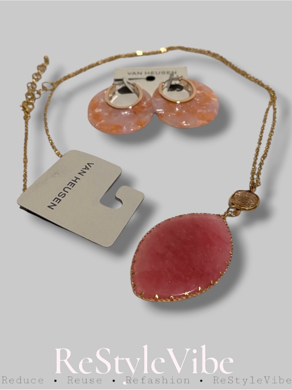 Van HEUSEN Long Necklace & Earring Set Fashion NWT Jewelry NEW Pink